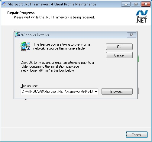 Microsoft Net Framework Error